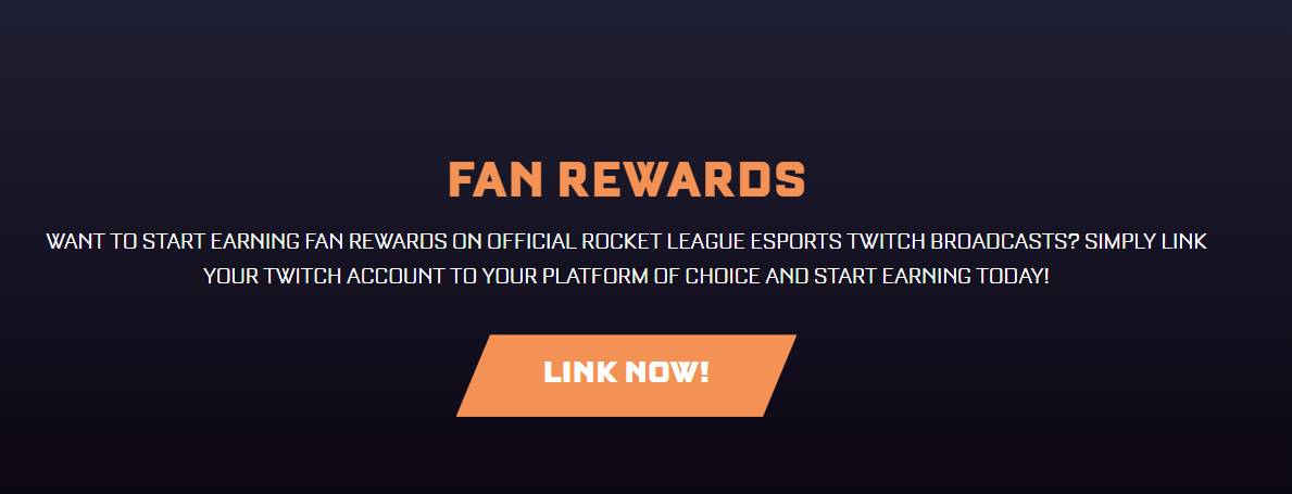 Link Now! Screenshot of Rocket League Twitch fan rewards button