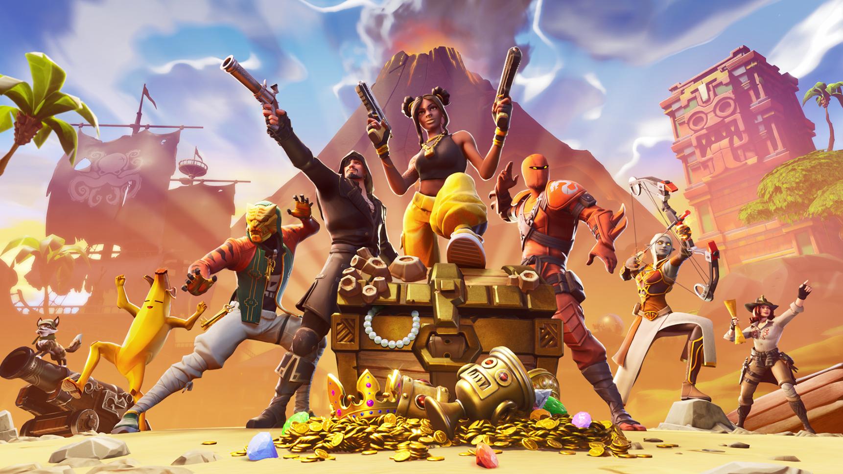 Fortnite - How To Earn Cash Competing In Fortnite Tournaments: Entry Criteria & Fees A group of characters standing on a chest of gold and jewels